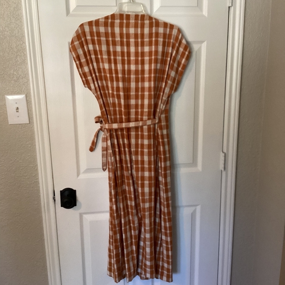 Bridge And Burn Orange Plaid Wrap Dress - Picture 2 of 5